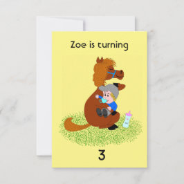 Convite Um pônei engraçado e fofo com aniversário de crian