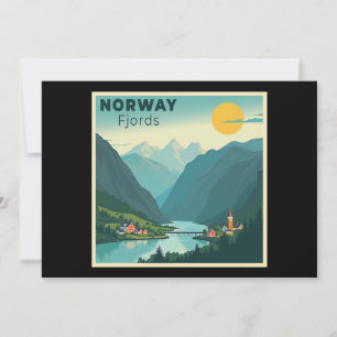 Convite Um Poster de viagens Clássico Nostálgico - Fjords 