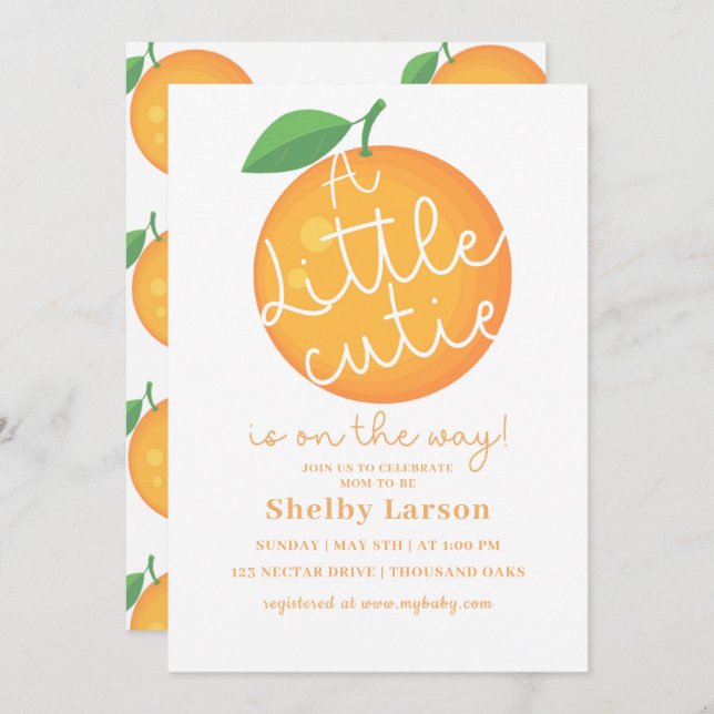 Convite Um Pouco Cutil, Chá de fraldas, Neutro De Gênero, (Frente/Verso)