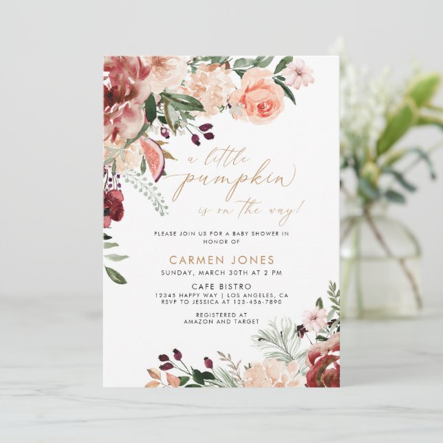 Convite Um Pouco De Abóbora Chá de fraldas Sexo Neutro (Em pé/Frente)