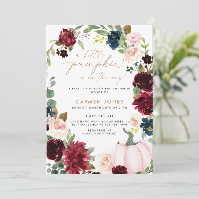 Convite Um Pouco De Abóbora Chá de fraldas Sexo Neutro (Em pé/Frente)