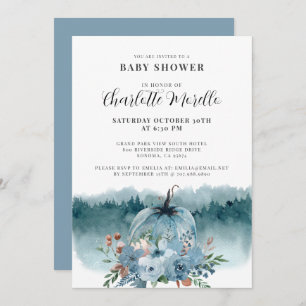 Convite Um Pouco De Abóbora Está No Caminho Do Outono Azul