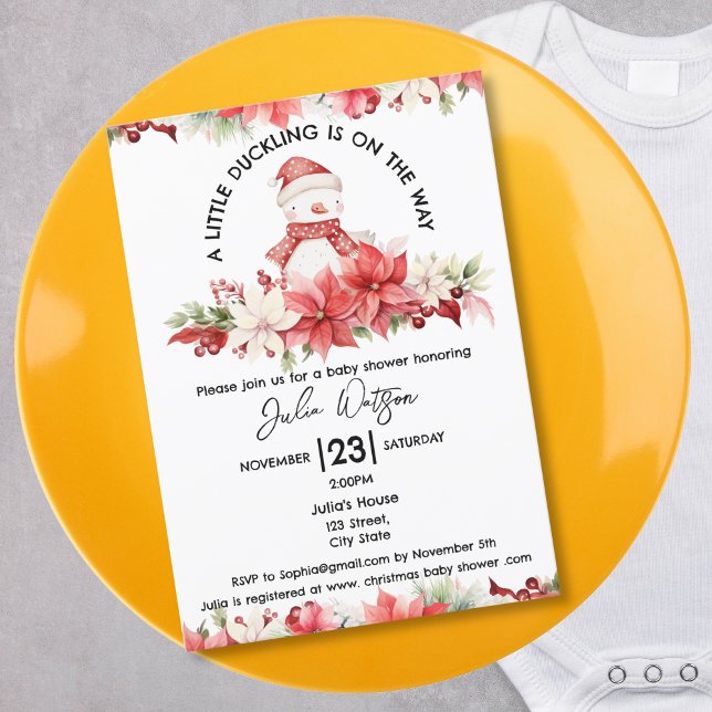 Convite Um pouco de Duckling está no caminho do inverno (christmas little duckling)