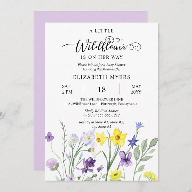 Convite Um Pouco De Flor Selvagem A Caminho De Chá de fral (Frente/Verso)