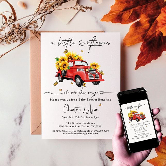 Convite Um Pouco De Girassol Está A Caminho Do Chá de fral (Criador carregado)