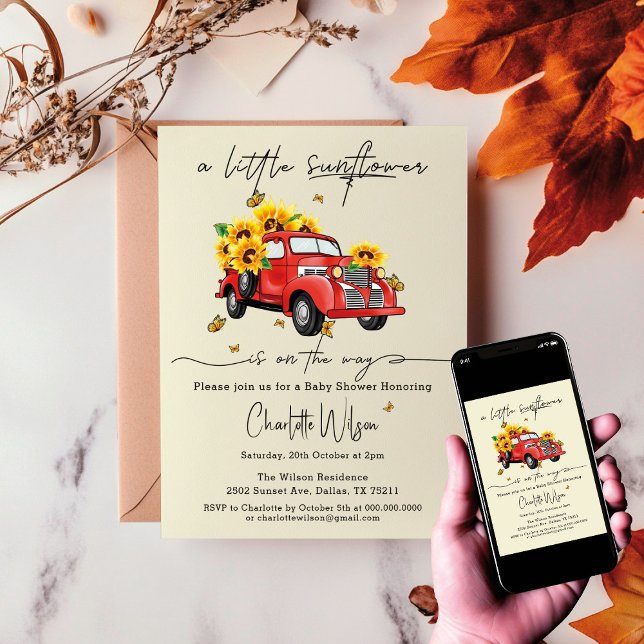 Convite Um Pouco De Girassol Está A Caminho Do Chá de fral (Criador carregado)