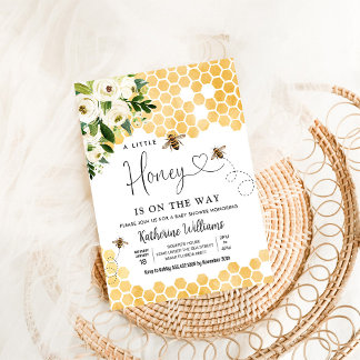 Convite Um Pouco de Mel Está a Caminho Chuveiro de Bebê Te