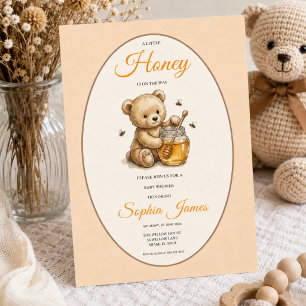Convite Um pouco de mel está a caminho Teddy bear baby sho