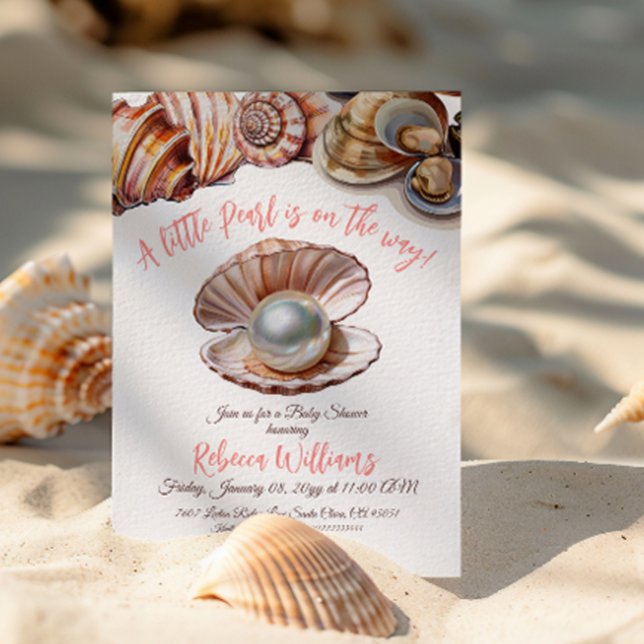 Convite Um pouco de pérolas debaixo do Chá de fraldas do m (Criador carregado)