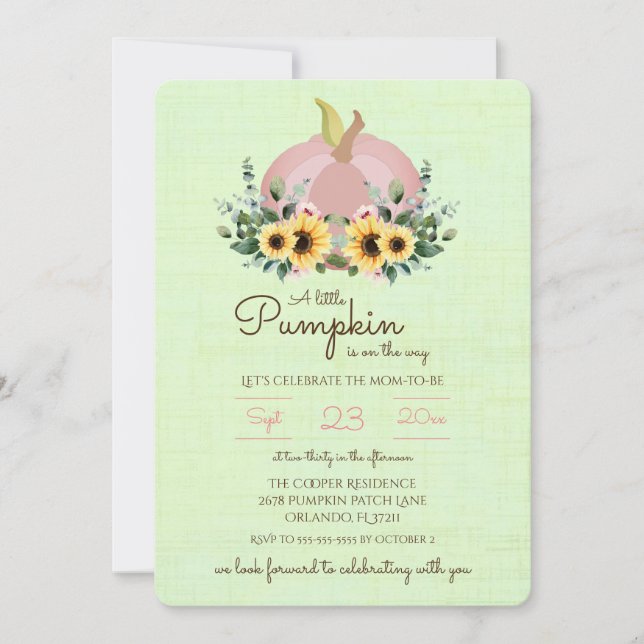 Convite Um pouco de Pumpkin está a caminho do Chá de frald (Frente)