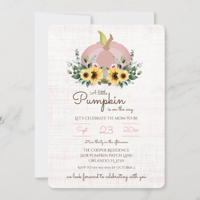 Convite Um pouco de Pumpkin está a caminho do Chá de frald (Frente)