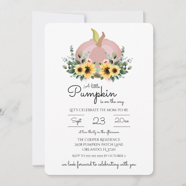 Convite Um pouco de Pumpkin está a caminho do Chá de frald (Frente)