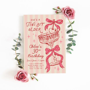 Convite Um Pouco Mais Velha Aniversário Rosa Cereja Desenh