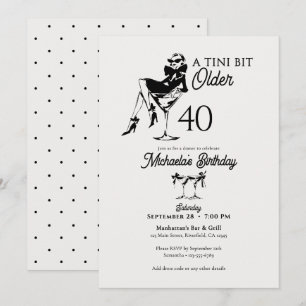 Convite Um Pouco Mais Velha Elegante Martini 40º Aniversár