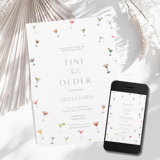 Convite Um pouco mais velho de aniversário de Martini (Criador carregado)
