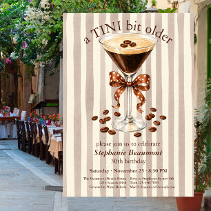 Convite Um Pouco Mais Velho Martini Espresso Listras Laço