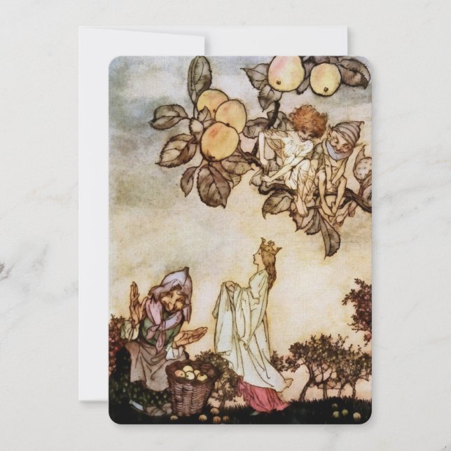Convite “Um Prato de Maçãs” Aquarela de Arthur Rackham (Frente)