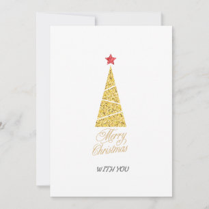 Convite Um presente de árvore de ouro de natal feliz para 