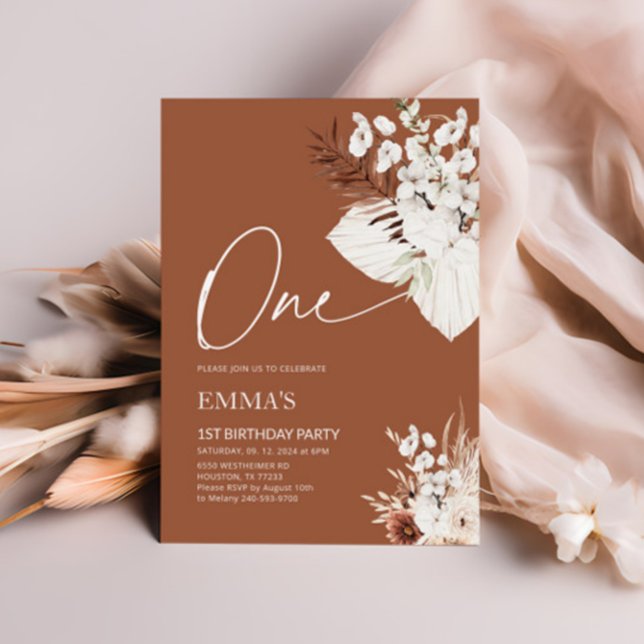 Convite Um primeiro aniversario Convocando Terracotta Boho (Criador carregado)