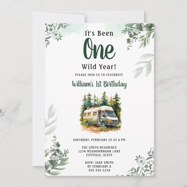 Convite Um primeiro aniversario da Floresta de Camper (Frente)