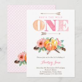 Convite Um primeiro aniversario de Abóbora Selvagem Convid