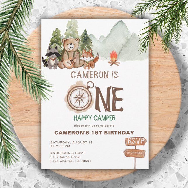 Convite Um primeiro aniversario de Aquarela Feliz do Urso  (Criador carregado)