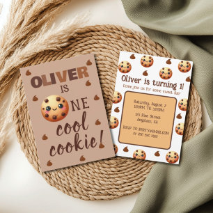 Convite Um primeiro aniversario de cookies Legal