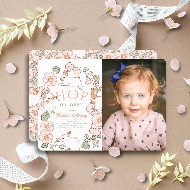 Convite Um primeiro aniversario de Foto Lilac Purple Lop B (Criador carregado)