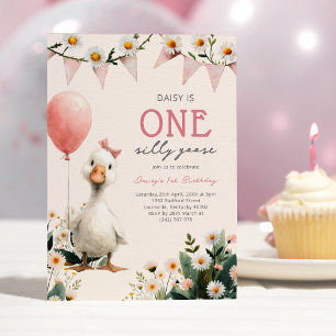 Convite Um Primeiro Aniversário de Menina Silly Goose