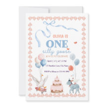 Um Primeiro Aniversário de Menina Silly Goose em A