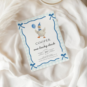 Convite Um primeiro aniversario de Pato Sortudo