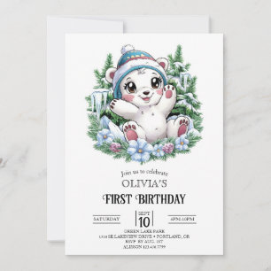 Convite Um primeiro aniversario de Urso Polar Digital