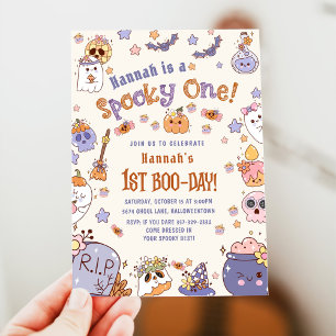 Convite Um primeiro aniversario Fantasma de Bebê Cute no D