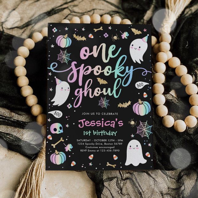 Convite Um primeiro aniversario fantasma de Ghoul Cute Hal (Criador carregado)