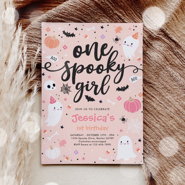 Convite Um primeiro aniversario Fantasma do Dia das Bruxas (Criador carregado)