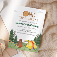 Um primeiro aniversario Feliz Camper Camper Campin
