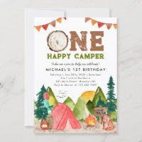 Um primeiro aniversario Feliz de Camper Woodland B