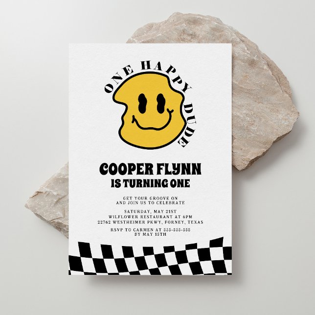 Convite Um primeiro aniversario Feliz do Cara Feliz (Criador carregado)