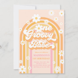 Convite Um primeiro aniversario Groovy Babe Boho Daisy Rai