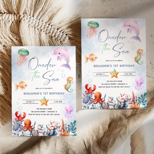 Convite Um primeiro aniversario Marítimo Sob O Mar (Criador carregado)