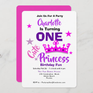 Convite Um primeiro aniversario princesa bonito personaliz