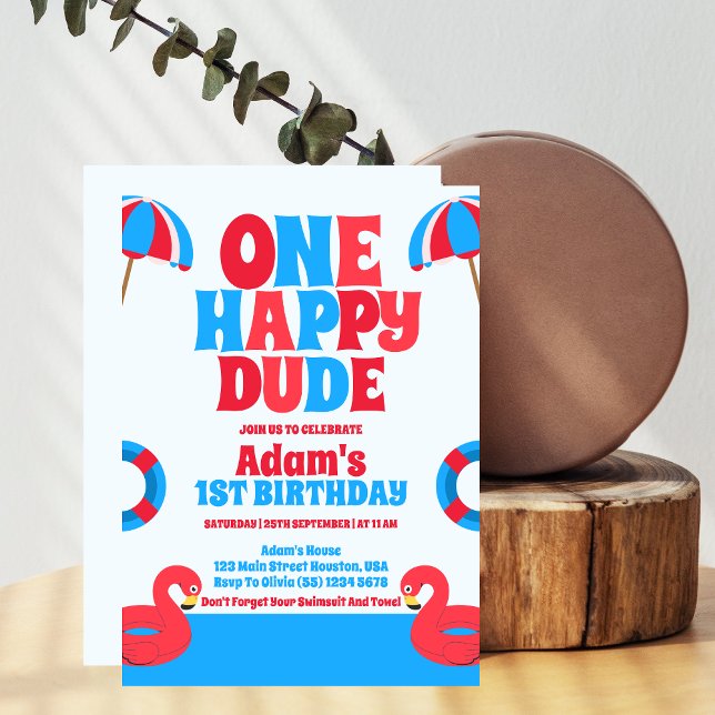 Convite Um primeiro aniversario Tropical de Verão Feliz (Criador carregado)