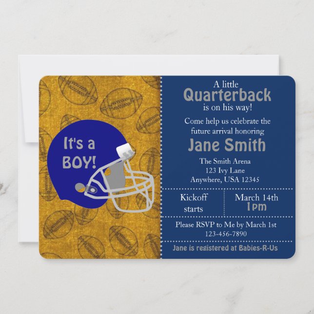 Convite Um Quarterback está a caminho do seu Chá de fralda (Frente)