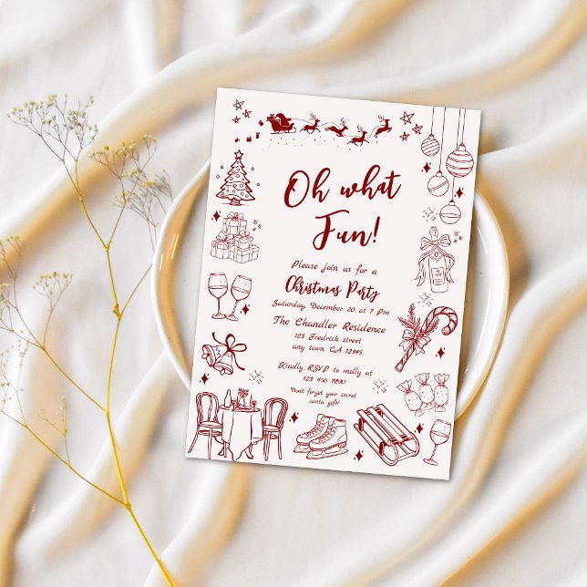 Convite Um rabisco de festa de natal bonito e esquisito (Criador carregado)