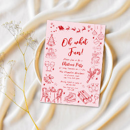 Convite Um rabisco de festa de natal vermelho-bonito