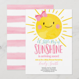 Convite Um raio do chá de fraldas do rosa da menina da lu