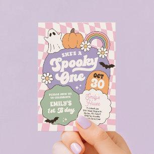 Convite Um Retro Assustador no 1º Aniversário de Halloween