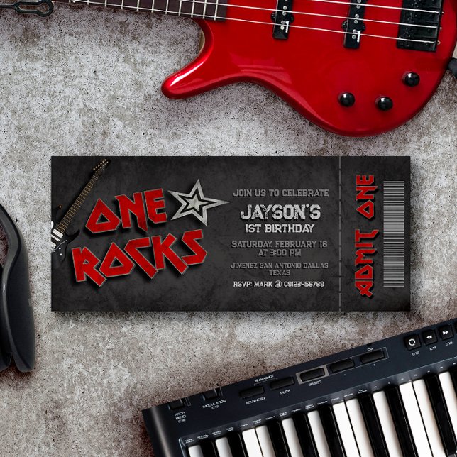Convite Um Rochedo - primeiro aniversario (One Rocks - 1st Birthday Ticket Invitation)