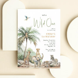 Convite Um Safari de Aniversário Selvagem com Animais da S