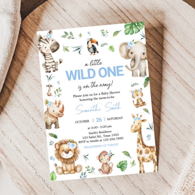 Convite Um Safari do Menino Selvagem (Safari Wild One Baby Shower Invitation)